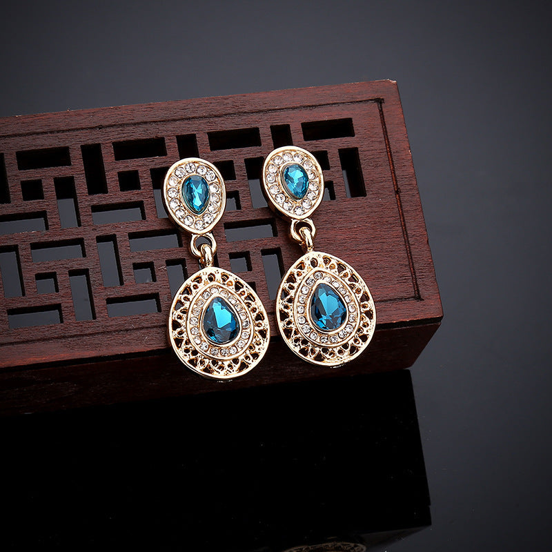 Crystal Drop Earrings Necklace Set Dress Accessories