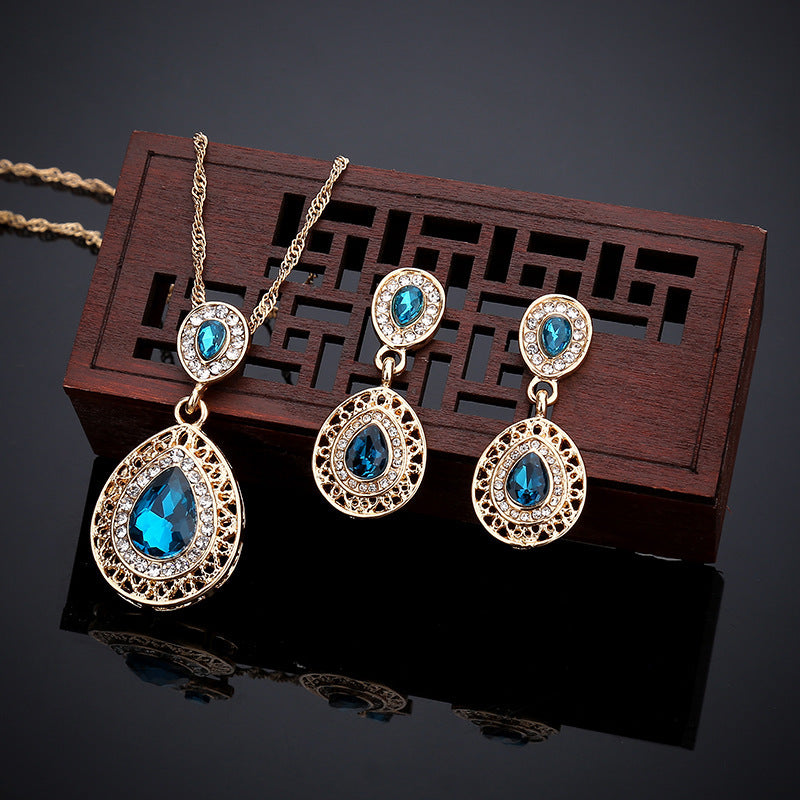 Crystal Drop Earrings Necklace Set Dress Accessories