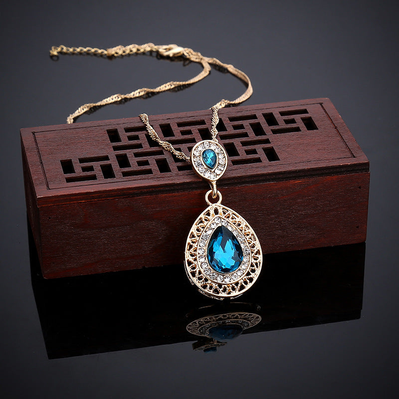 Crystal Drop Earrings Necklace Set Dress Accessories