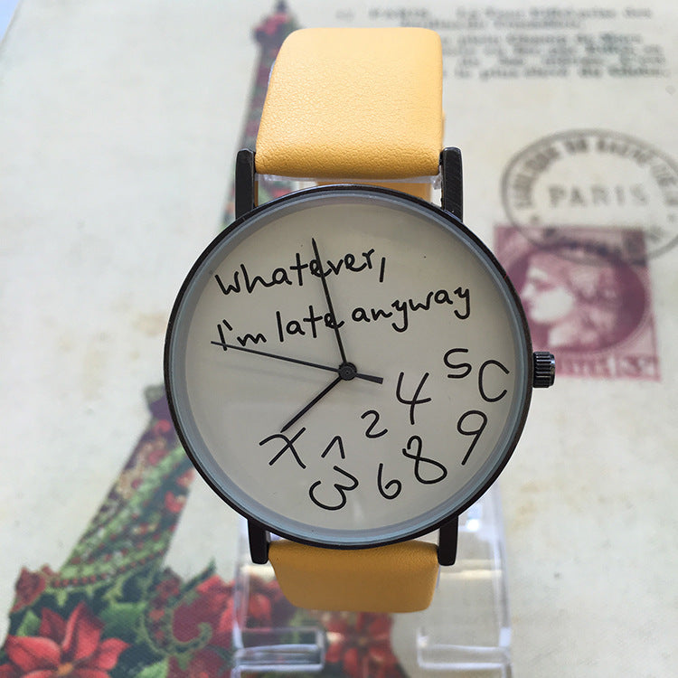 Slim Leather Unisex Lovers Watch With Colorful Band