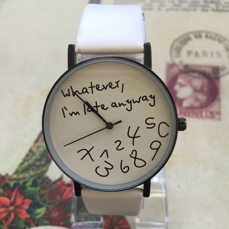 Slim Leather Unisex Lovers Watch With Colorful Band