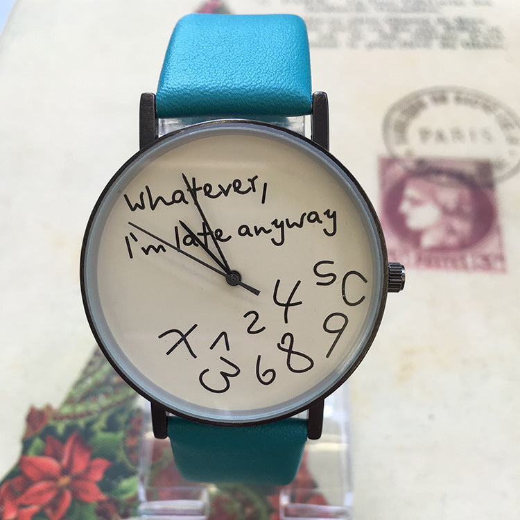 Slim Leather Unisex Lovers Watch With Colorful Band