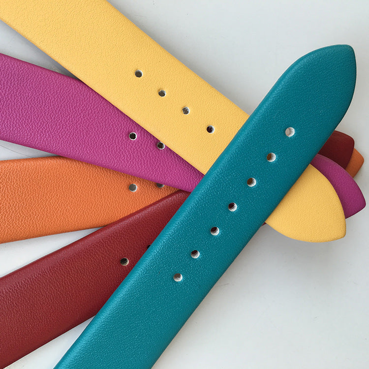 Slim Leather Unisex Lovers Watch With Colorful Band