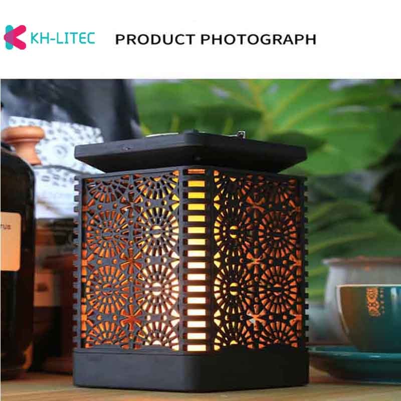Solar Hanging Flame Torch Lights Flickering Waterproof Outdoor Garden Patio Yard Path Decoration