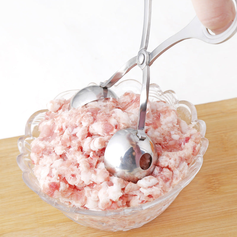 Stainless Steel Meatball Maker Tool – Fish, Meat & Rice Ball Mold with Clip Tongs