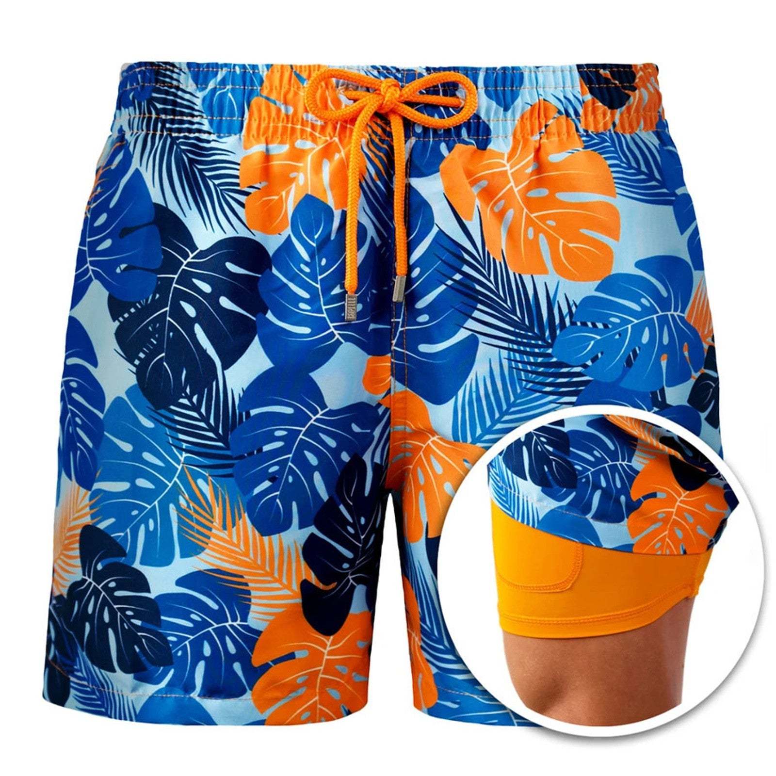 European And American Shorts Men's Beach Sports Pants Printed Double Shorts