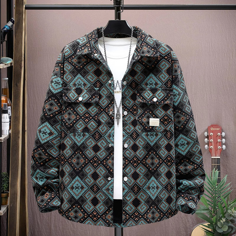 Teenagers Loose Printed Long-sleeved Shirt
