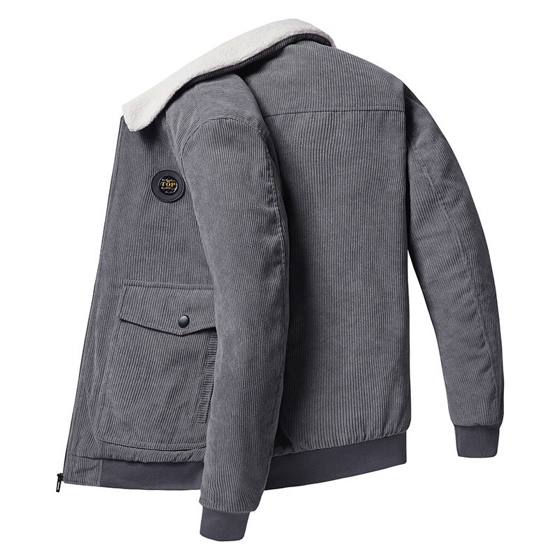 Men’s Loose Fit Corduroy Multi-Pocket Cotton-Padded Jacket