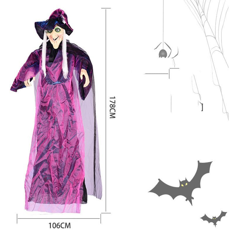 Halloween Voice-Activated Witch Toy – Electric Horror Prop for Ghost Festival, Bar, and Outdoor Decorations