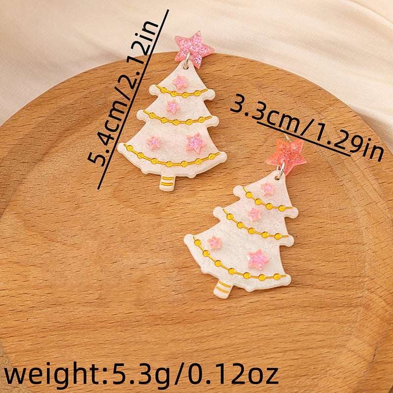 1pair Christmas Earrings Fashion Alpaca Dinosaur Cactus Gingerbread Acrylic Earrings Holiday Party Jewelry