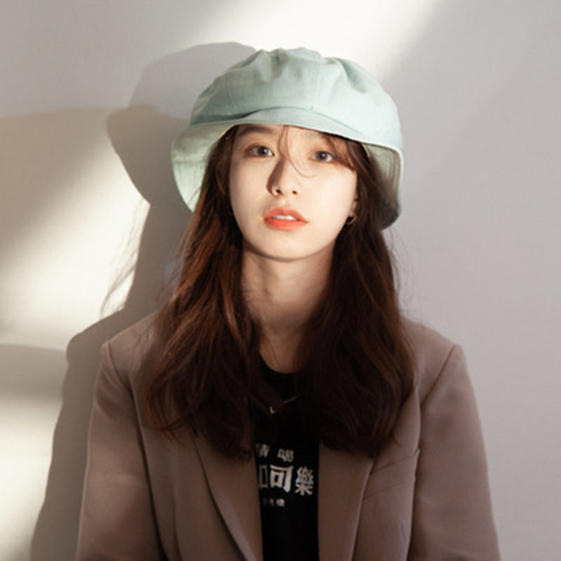 Designer Large Dome Cotton Bucket Hat in Japanese Lazy Style for Women