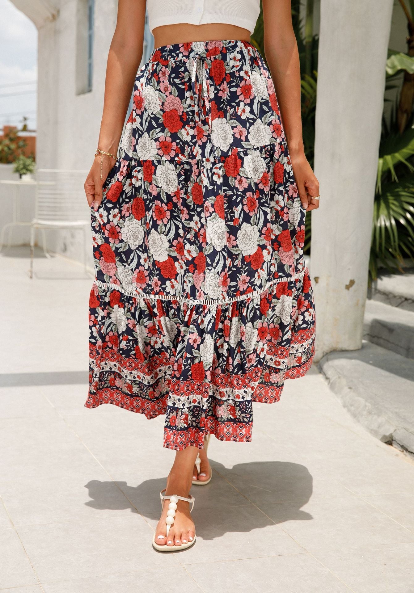 Lace-paneled Maxi Dress Rayon Positioned Floral Bohemian