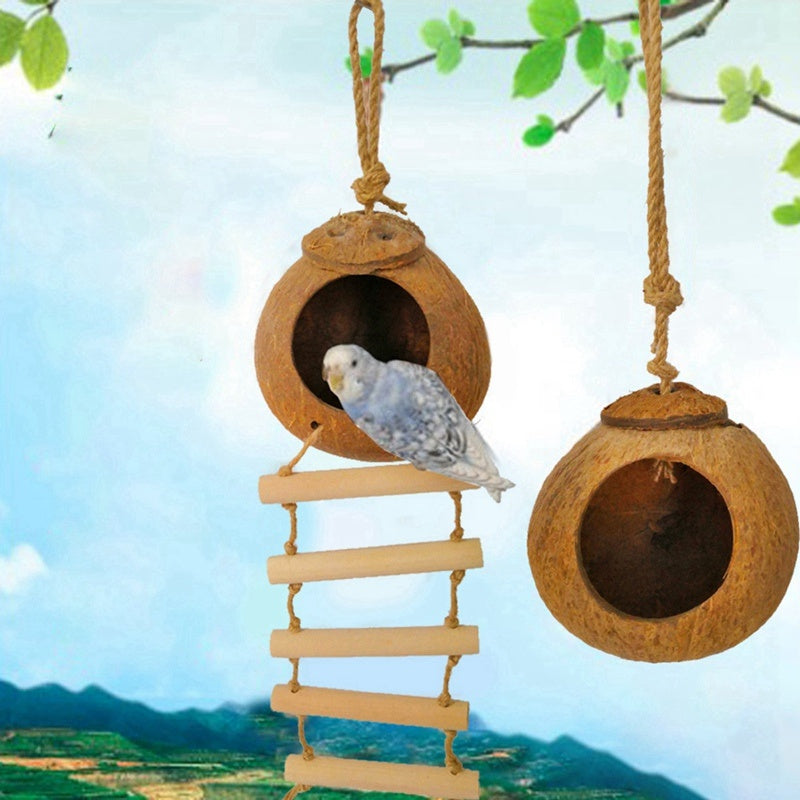 Natural Coconut Shell Bird Nest for Small Birds and Parrots