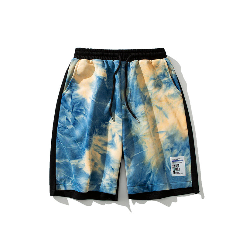 Men's Tie-Dye Drawstring Relaxed Fit Cotton Shorts Summer