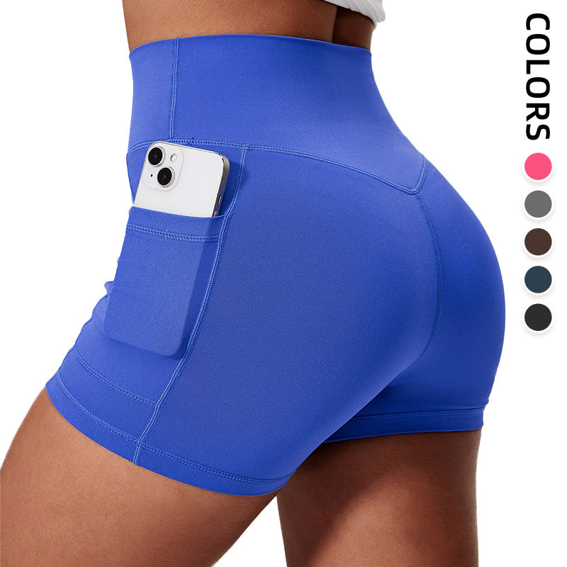 Women's High Waist Compression Shorts – Two Pockets, Ideal for Biking, Running & Daily Wear