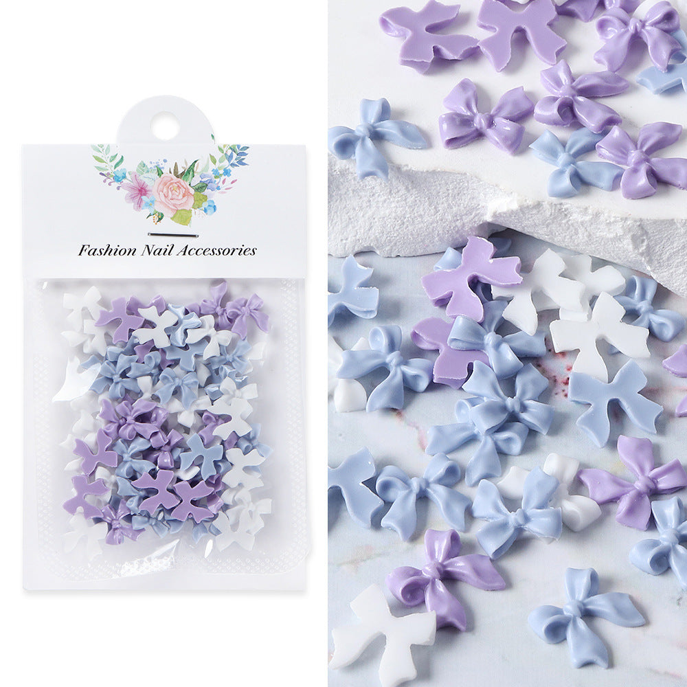 50 Pieces White Ribbon Bowknot Nail Jewelry