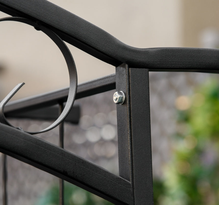 7Ft Metal Garden Arch, Functional Support, All-weather Resistance, Top Extension Bar, For Wedding, Party, Ceremony, Black