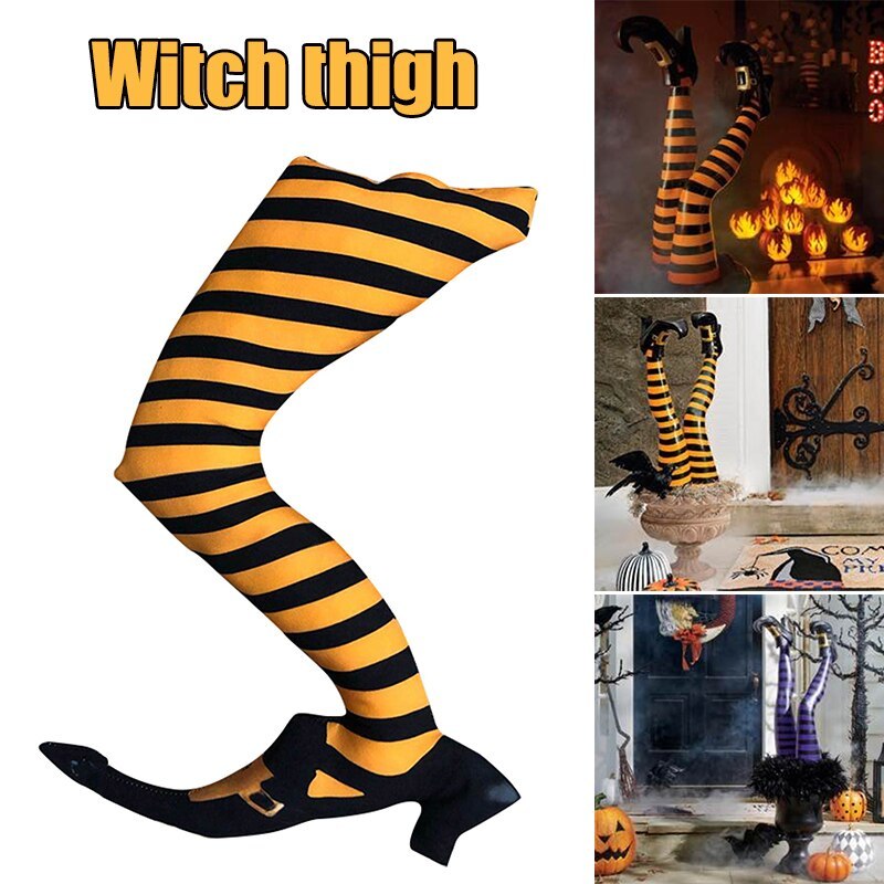 Halloween Evil Witch Leg Decoration – Spooky Thigh Prop for Haunted House and Outdoor Decor