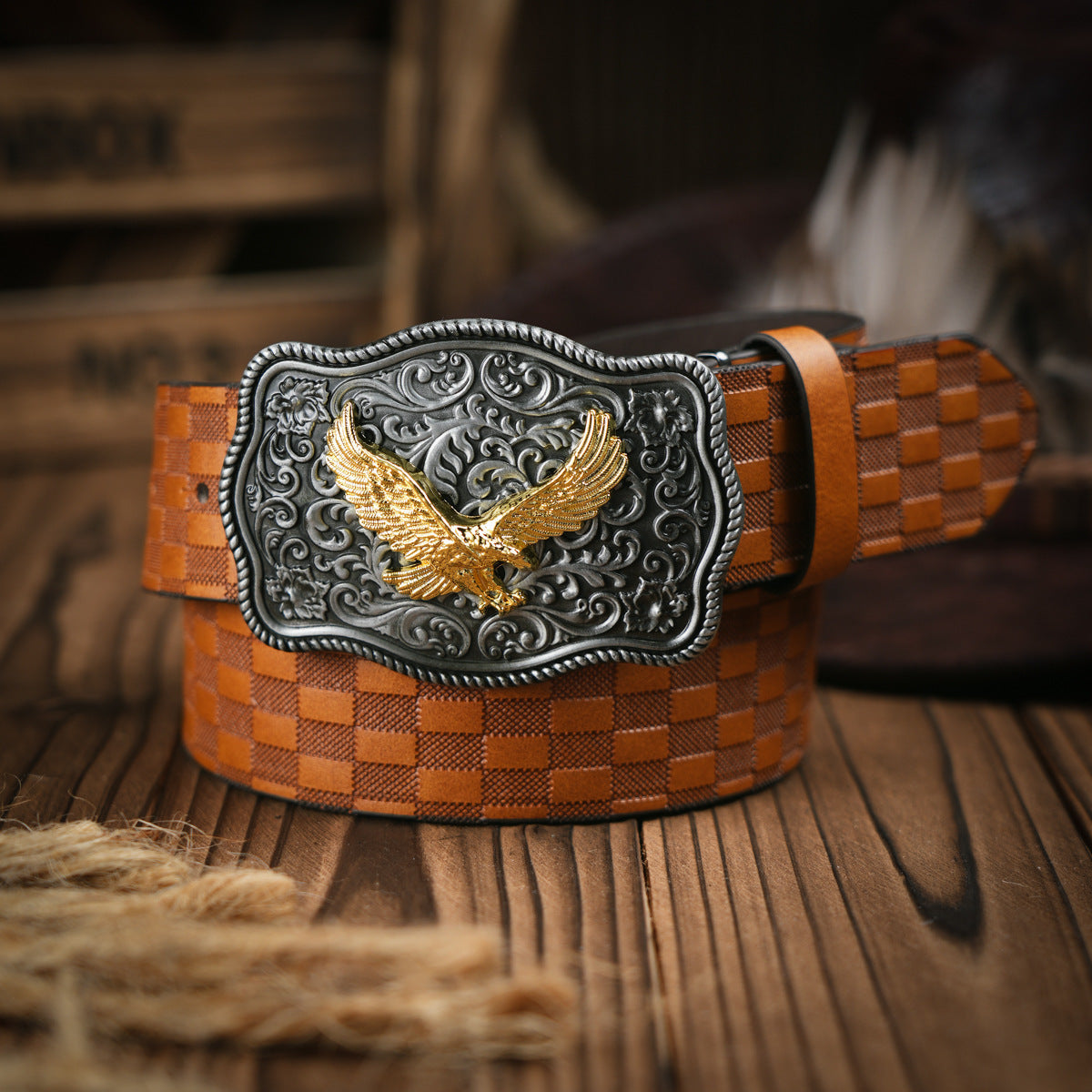 Retro Deer Embossed Belt Imitation Leather Buckle Unisex