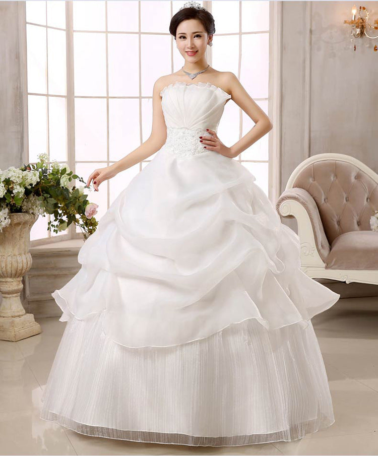 2021 Korean Style Slim Lace Wedding Dress for Bride