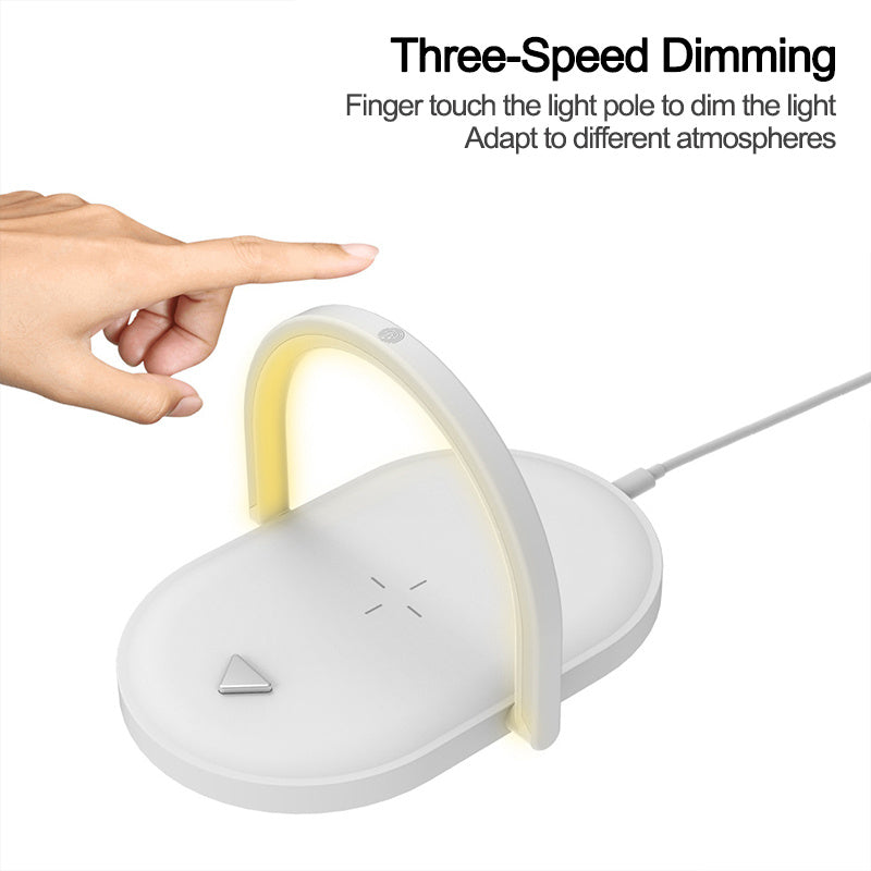 3-in-1 Foldable Wireless Charger & Night Light, 15W Qi Charging Station for iPhone, Apple Watch & AirPods