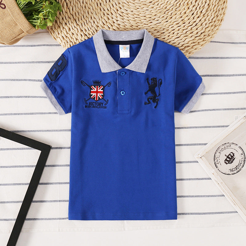 Boys Korean Short Sleeve Moisture Wicking Polo Shirt