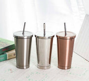 500ml Stainless Steel Tumbler with Straw Lid
