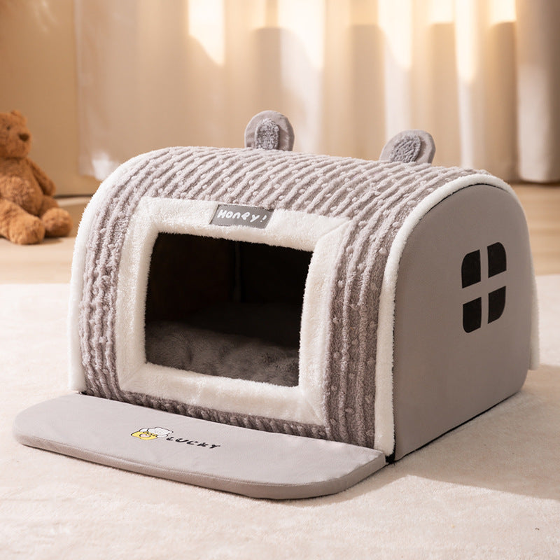 Autumn And Winter Small Dog Three-dimensional Bear Arc Pet Bed