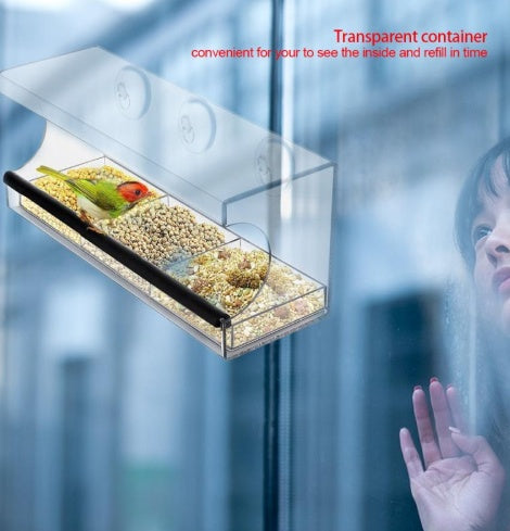 Acrylic Bird Feeder Box for Parrots and Small Birds
