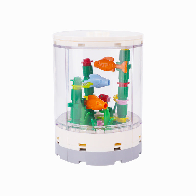 Small Particle Building Blocks Creative Small Scene Fish Tank Pet Box Small Living Room Home Interior Decoration Toy Ornaments