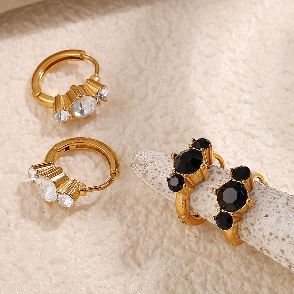 Fashion Simple Stainless Steel Rhinestone Earrings Refined Grace Advanced