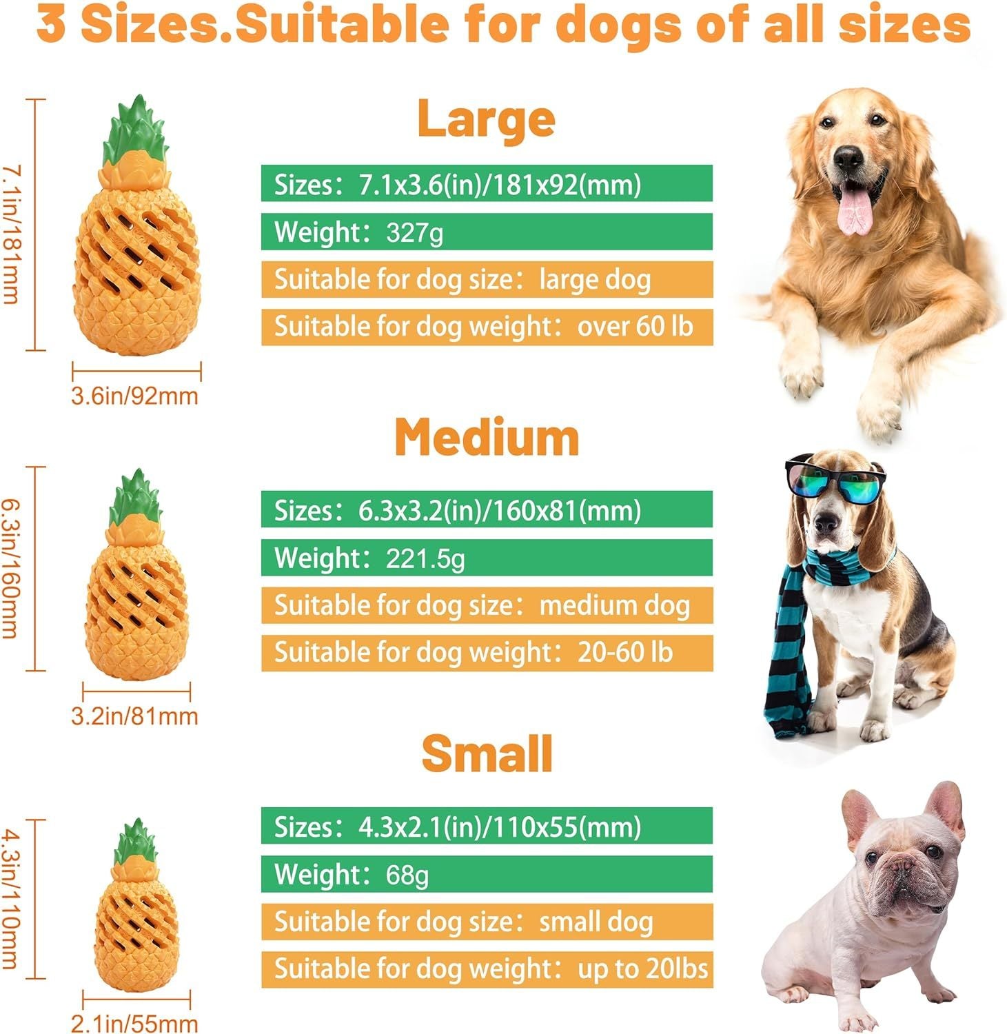 Durable Pineapple-Shaped Natural Rubber Dog Chew Toy