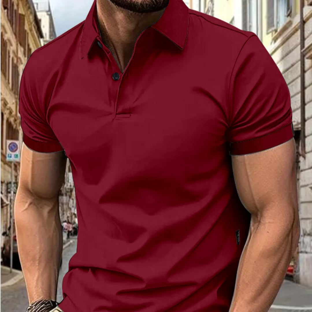 Men's Slim Polyester Blend Short Sleeve Tee Solid Color