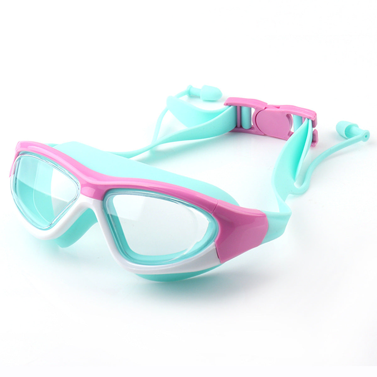 HD Children's Non-fogging Swimming Glasses Comfortable Silicone One-piece Earplugs Swimming Goggles