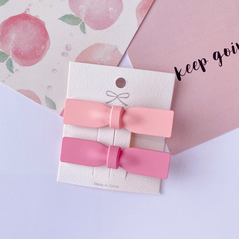 Flower Peach Heart Side Clip Bow