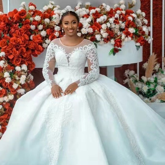 Elegant Long Sleeve Ball Gown Wedding Dress
