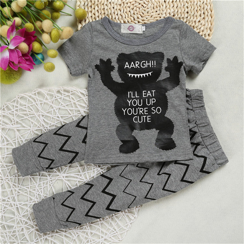 Baby 2-Piece Cotton Outfit – Printed Long Sleeve Top & Pants