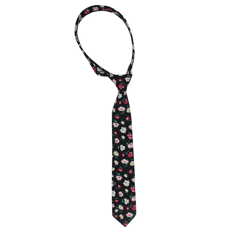 Men’s Printed Cotton Pocket Handkerchief with Floral Tie
