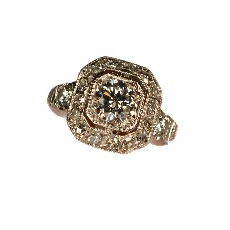 Women’s Geometric Square Ring – Platinum Plated Zinc Alloy Jewelry