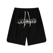Men's Relaxed Fit Polyester Shorts Embroidered Letters