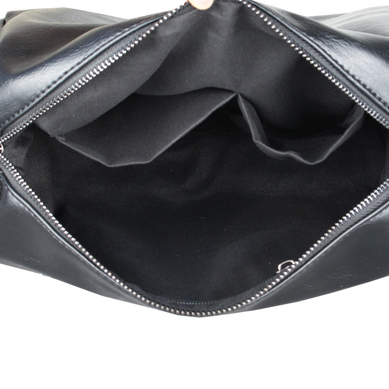 Men's Korean Style Solid PU Leather Crossbody Messenger Bag