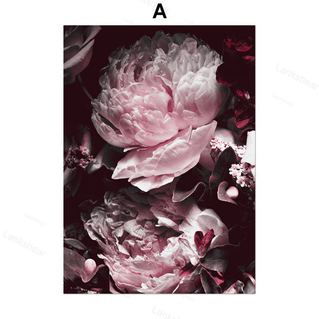 Peony Flower Wall Art – Elegant Canvas Painting for Home Decoration