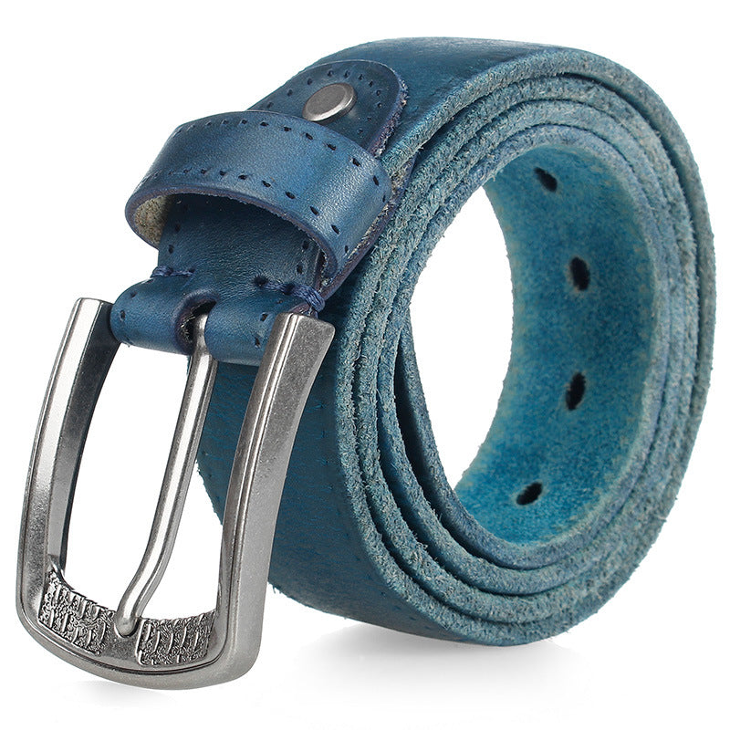Men's Cowhide Belt with Alloy Pin Buckle