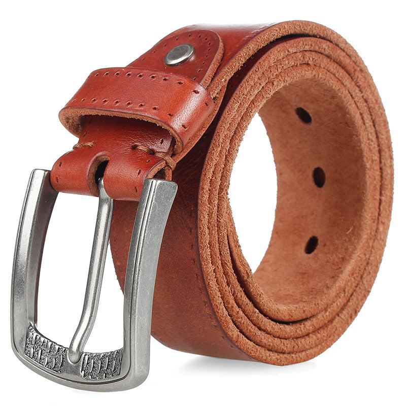 Men's Cowhide Belt with Alloy Pin Buckle
