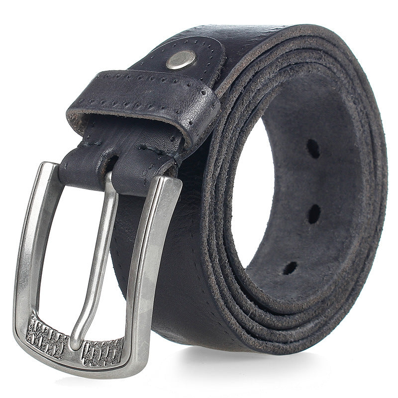Men's Cowhide Belt with Alloy Pin Buckle
