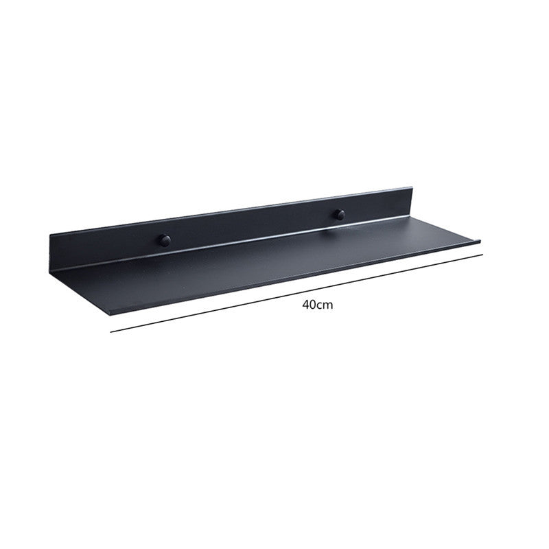 Black No-Drill Bathroom Shelf – Adhesive Wall-Mounted, Rustproof