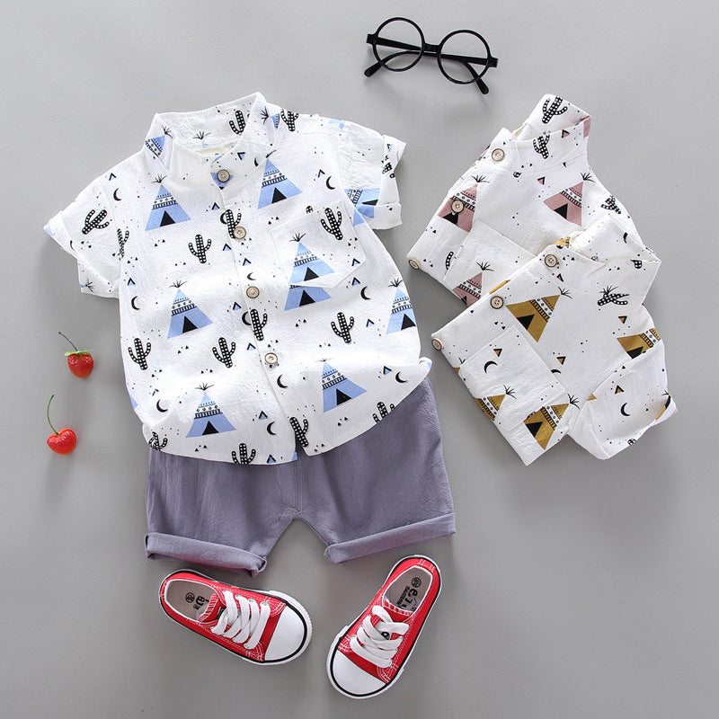 Unisex Kids Korean Style Two Piece Cotton Blend Pants Set