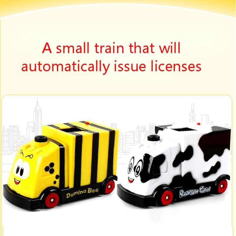 Puzzle domino car electric train with sound and light music automatic licensing electric car toy