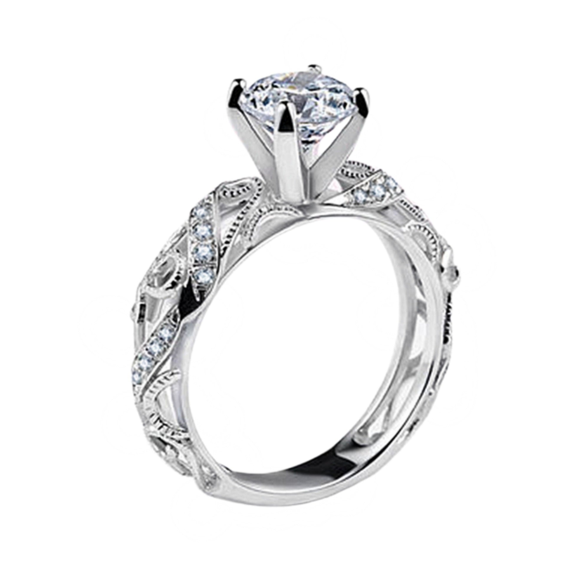 Zircon Ring Colorful Gold Four Claw Diamond