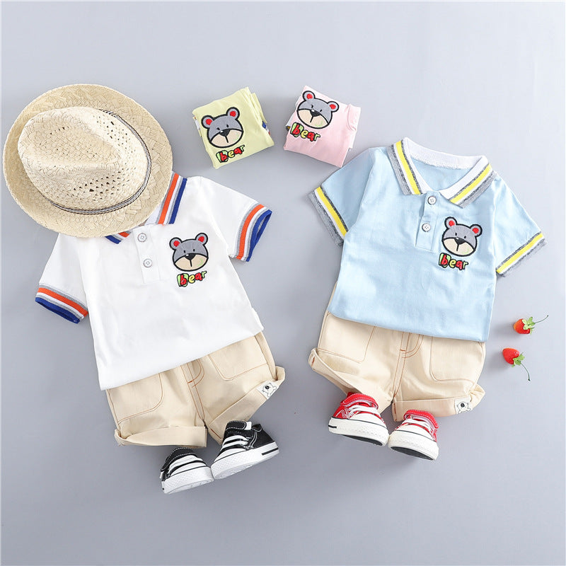 Kids Korean Short Sleeve Cotton Suit Relaxed Fit Unisex